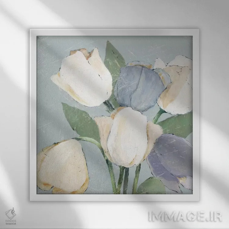 تابلو لالههای فرانسوی II اثر جید رینولدز - نمای قابدار سفید