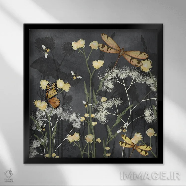 تابلو جادوی باغ I اثر جید رینولدز - نمای قابدار مشکی