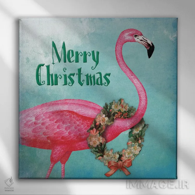 تابلو متن فلامینگوی کریسمس اثر جیس گری - نمای روبهرو روی دیوار
