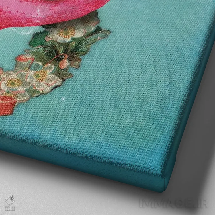 تابلو متن فلامینگوی کریسمس اثر جیس گری - نمای نزدیک بافت بوم