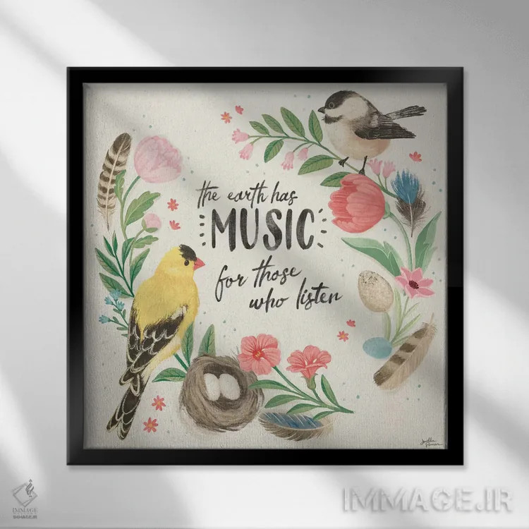 تابلو مطالعه پرندگان چهار اثر جِنل پنر - نمای قابدار مشکی