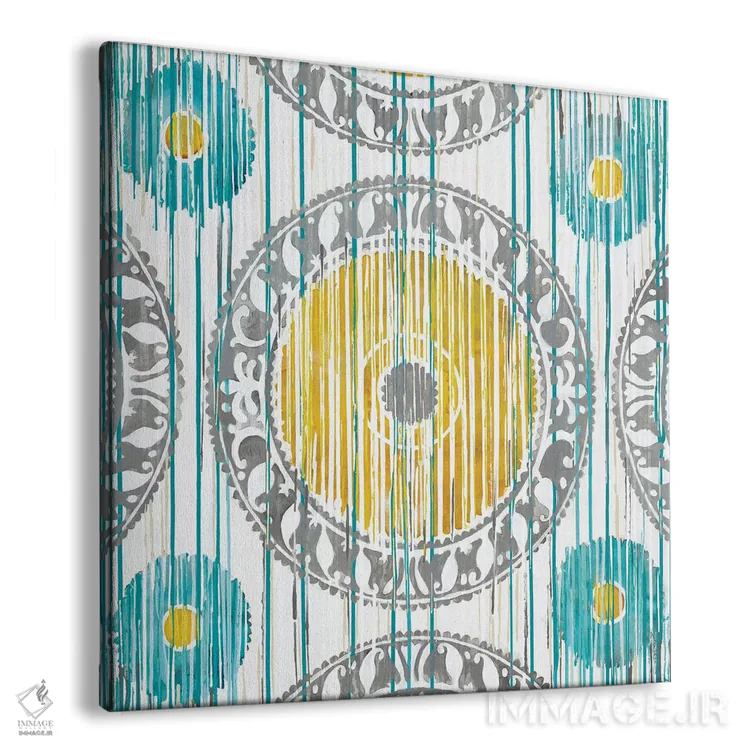 تابلو ایکات بهاری (طرح پارچهای اندونزیایی) اثر لیز جارباور - نمای پرسپکتیو محصول