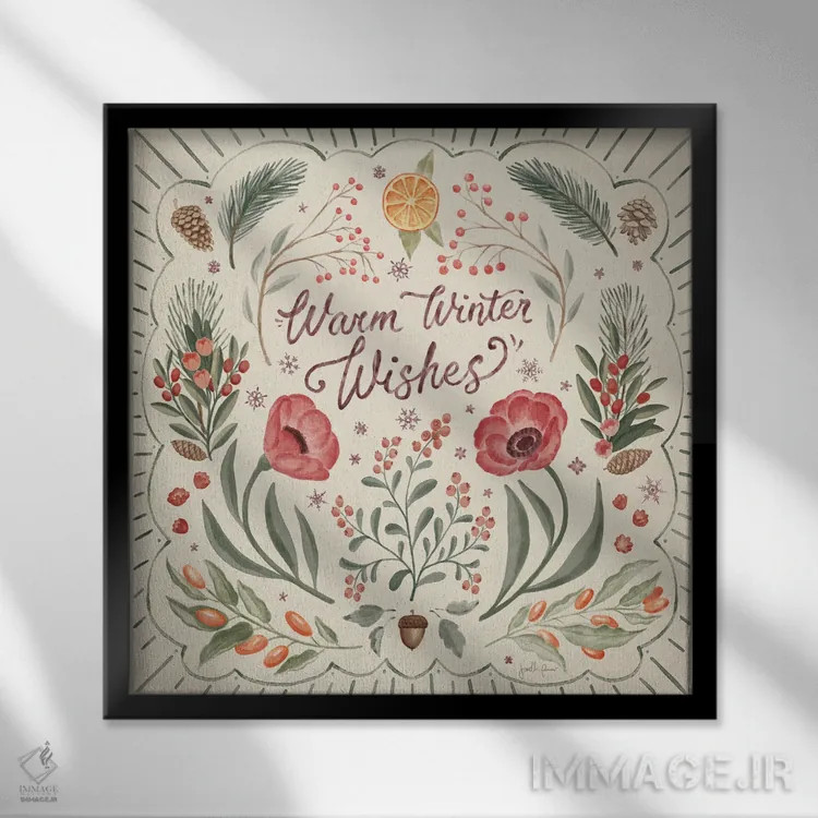 تابلو شکوفههای زمستانی دو اثر جِنل پنر - نمای قابدار مشکی