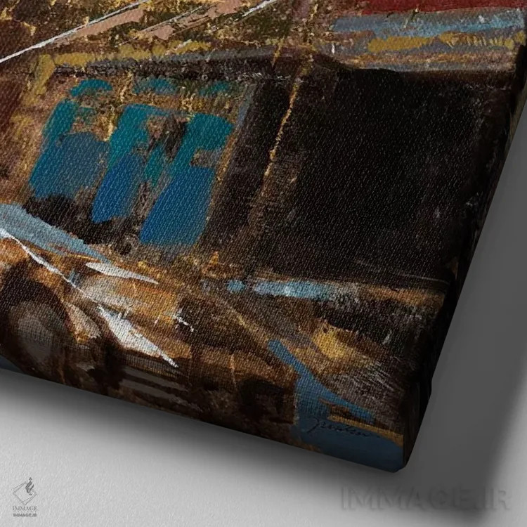 تابلو چراغهای پرنور، شهر بزرگ یک اثر لیز جارباور - نمای نزدیک بافت بوم