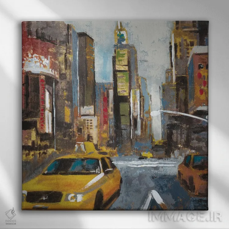 تابلو چراغهای پرنور، شهر بزرگ دو اثر لیز جارباور - نمای روبهرو روی دیوار