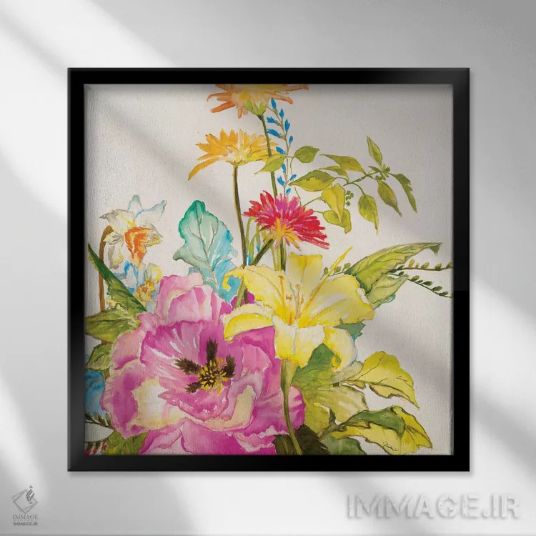 تابلو روز نو درخشان اثر لیز جارباور - نمای قابدار مشکی