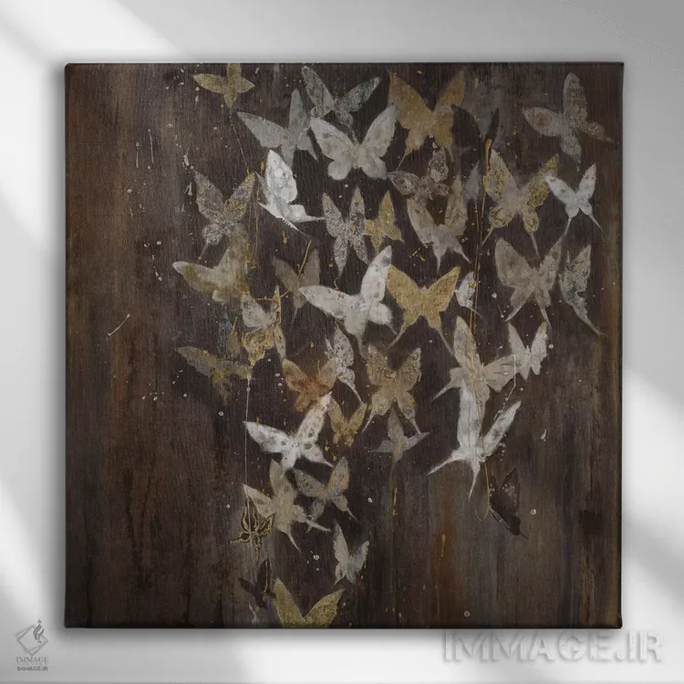 تابلو پروانههای اجتماعی اثر لیز جارباور - نمای روبهرو روی دیوار