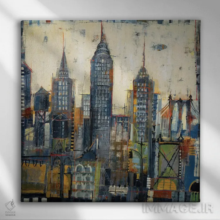 تابلو طرحهای شهری اثر لیز جارباور - نمای روبهرو روی دیوار