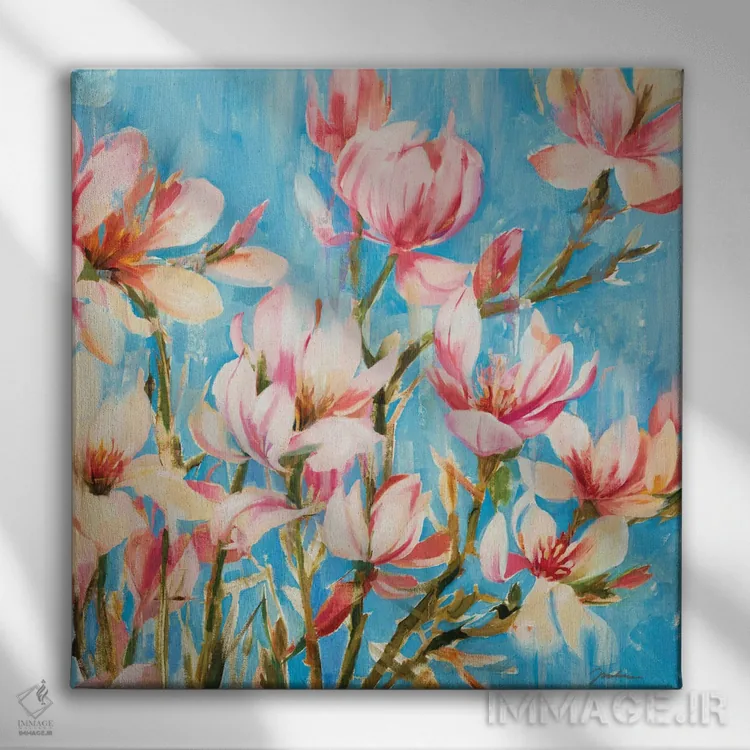 تابلو شکوفههای ماگنولیا اثر لیز جارباور - نمای روبهرو روی دیوار