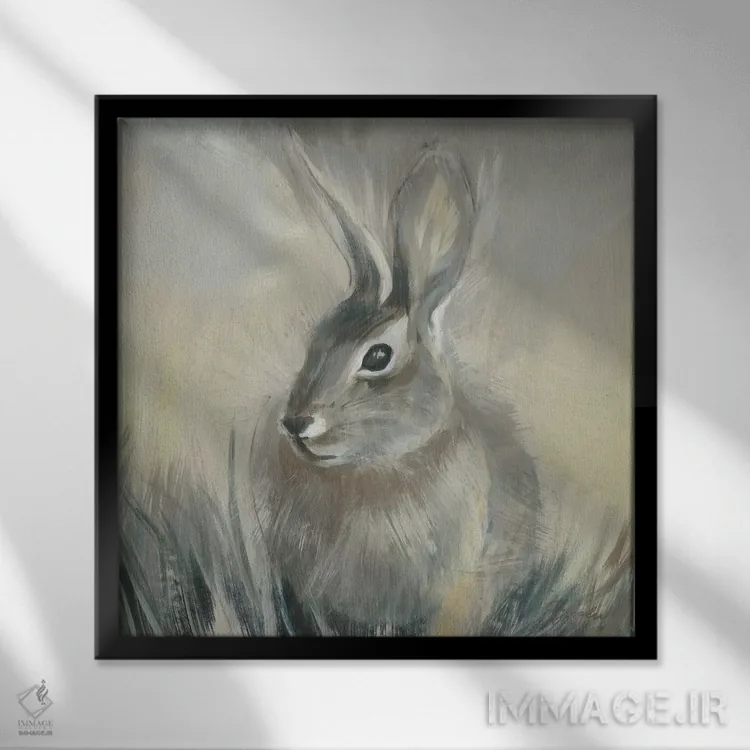 تابلو خرگوش وحشی ۲ اثر لیز جارباور - نمای قابدار مشکی