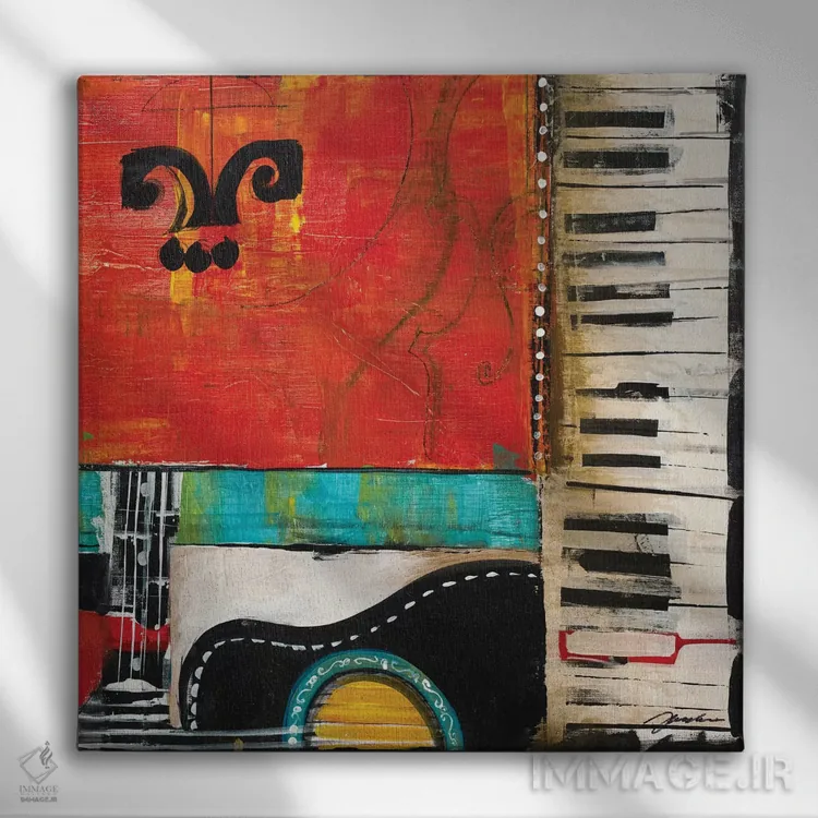 تابلو نت موسیقی ۴ اثر لیز جارباور - نمای روبهرو روی دیوار