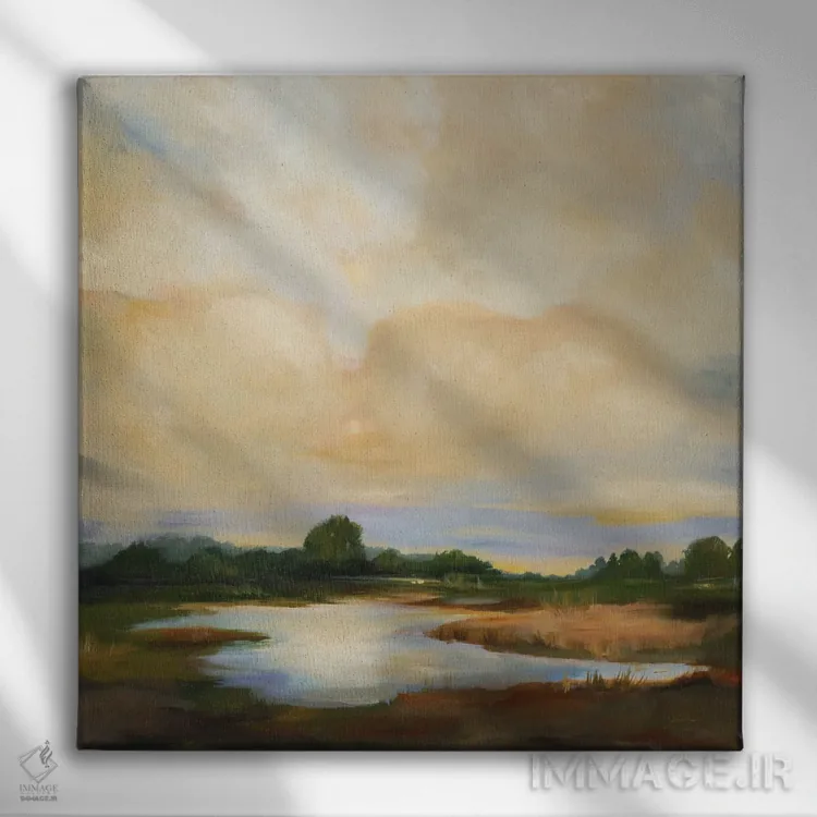 تابلو رنگهای غروب اثر لیز جارباور - نمای روبهرو روی دیوار