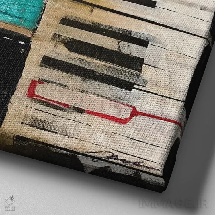 تابلو نت موسیقی ۴ اثر لیز جارباور - نمای نزدیک بافت بوم