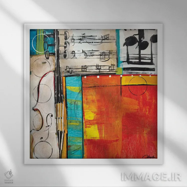 تابلو نت موسیقی ۲ اثر لیز جارباور - نمای قابدار سفید