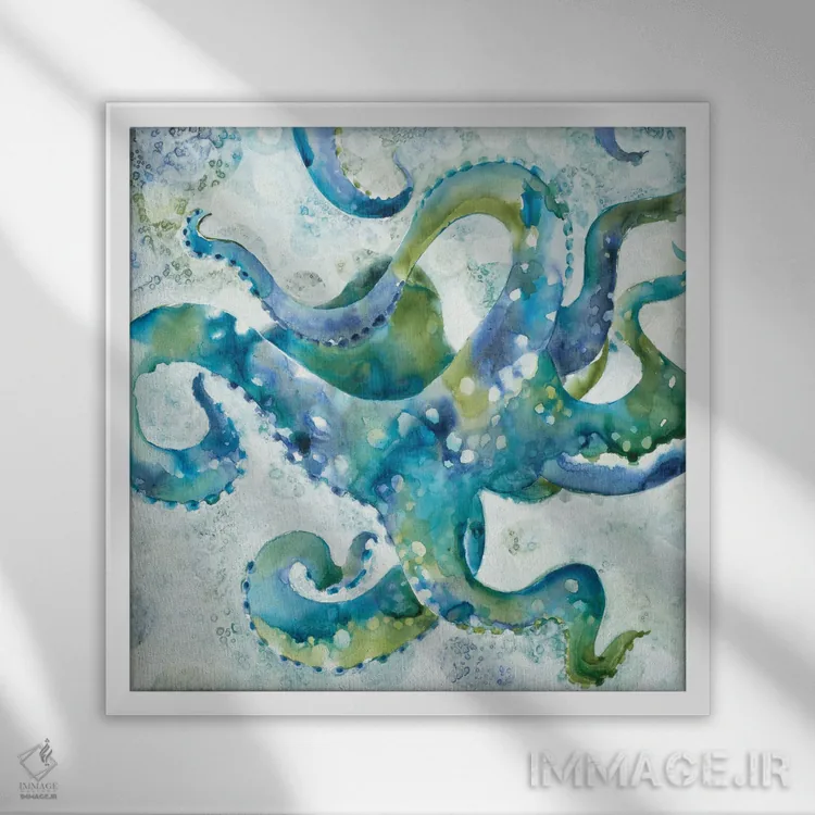 تابلو موجود دریایی اثر لیز جارباور - نمای قابدار سفید