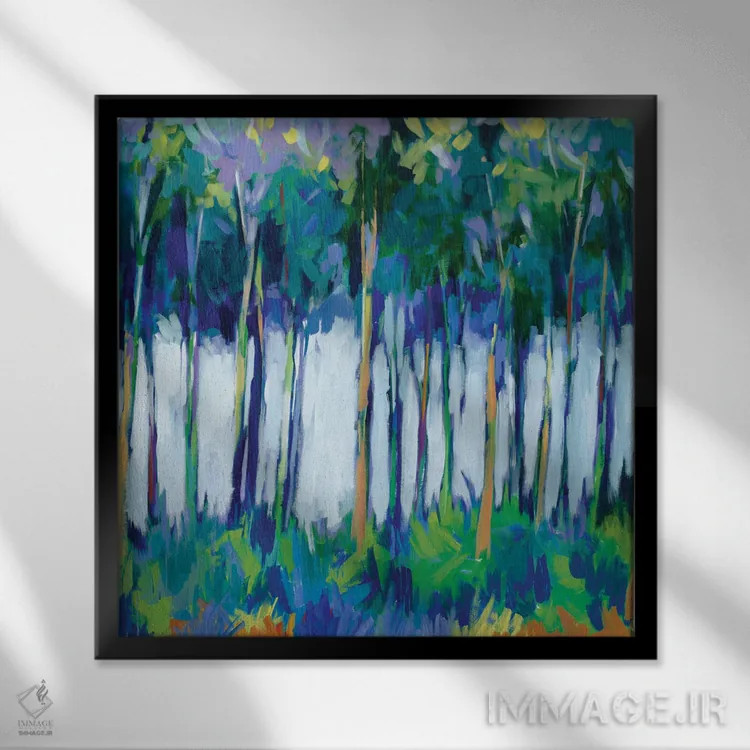 تابلو نور در میان درختان اثر لیز جارباور - نمای قابدار مشکی
