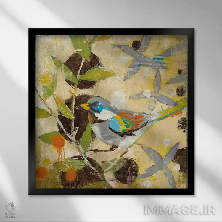 تابلو از قفس پرید ۱ (اصطلاحاً فرار کردن) اثر لیز جارباور - نمای قابدار مشکی