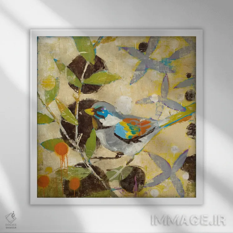 تابلو از قفس پرید ۱ (اصطلاحاً فرار کردن) اثر لیز جارباور - نمای قابدار سفید