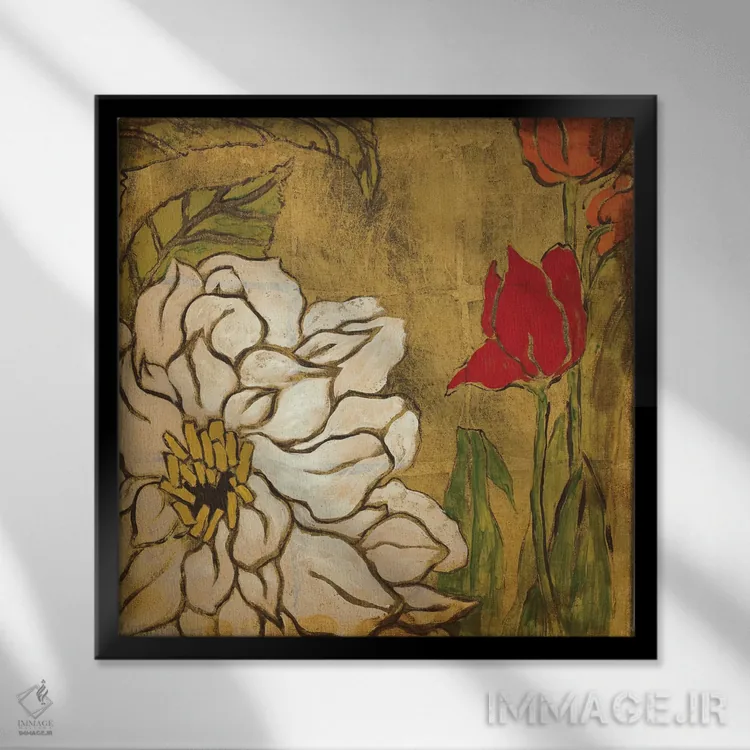 تابلو روز طلایی ۳ اثر لیز جارباور - نمای قابدار مشکی