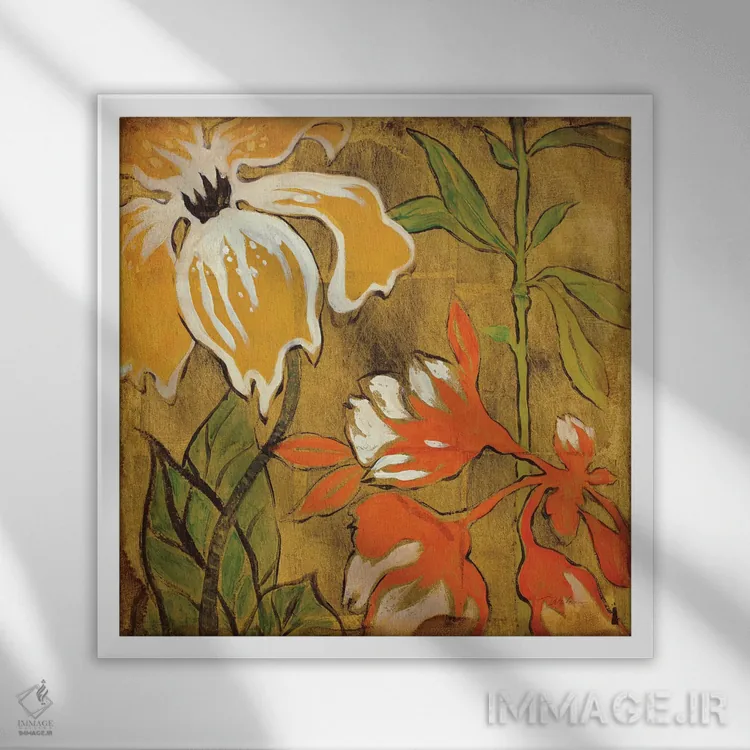 تابلو روز طلایی ۱ اثر لیز جارباور - نمای قابدار سفید