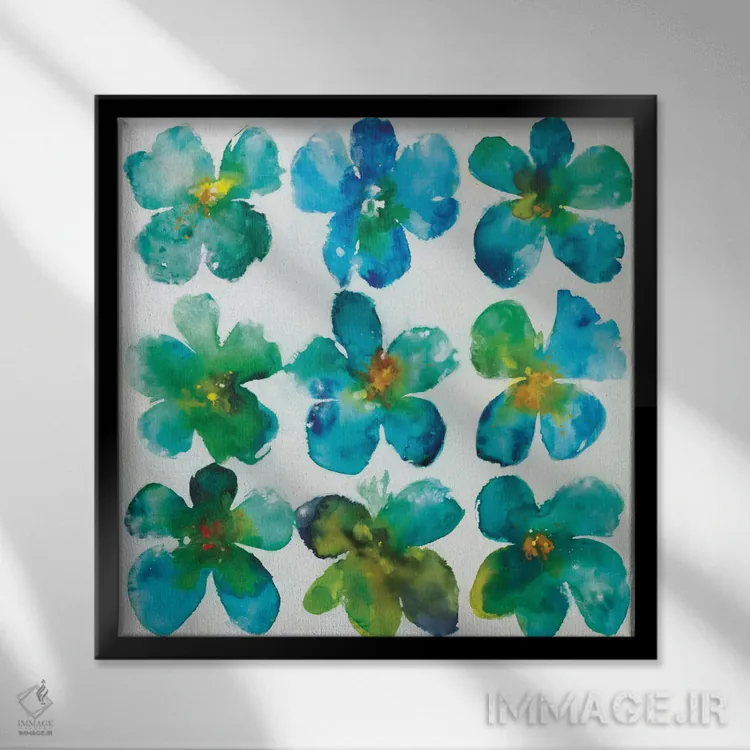 تابلو دستهای از گلها در جیب اثر لیز جارباور - نمای قابدار مشکی