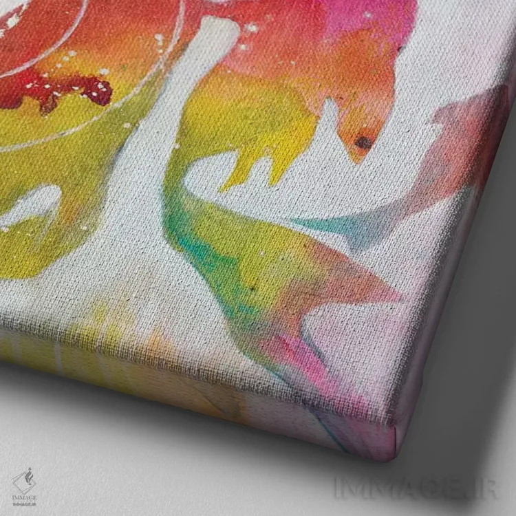 تابلو حوضچه کوی (ماهی تزئینی ژاپنی) اثر لیز جارباور - نمای نزدیک بافت بوم