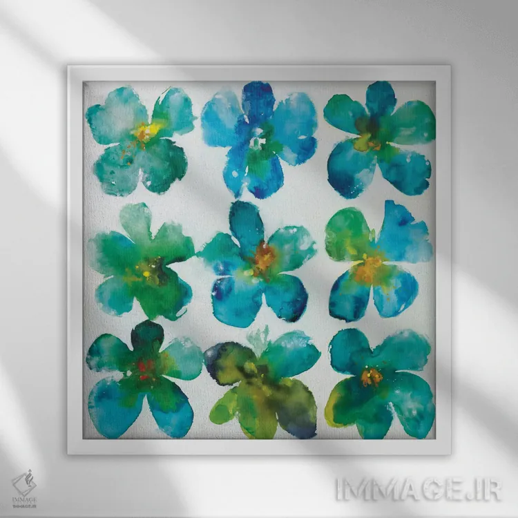 تابلو دستهای از گلها در جیب اثر لیز جارباور - نمای قابدار سفید