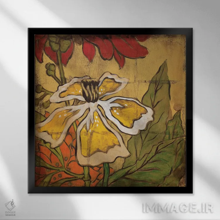 تابلو روز طلایی ۲ اثر لیز جارباور - نمای قابدار مشکی