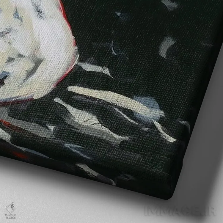 تابلو قوی سفید اثر جودی آگوستین - نمای نزدیک بافت بوم