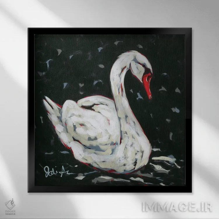 تابلو قوی سفید اثر جودی آگوستین - نمای قابدار مشکی