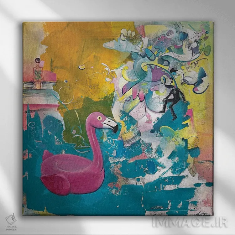 تابلو دختر کنار استخر اثر جک آوتیسیان - نمای روبهرو روی دیوار