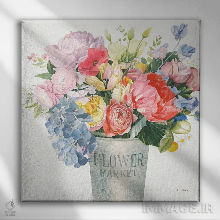تابلو دسته گل بوهمی XVII اثر جیمز وینس - نمای روبهرو روی دیوار