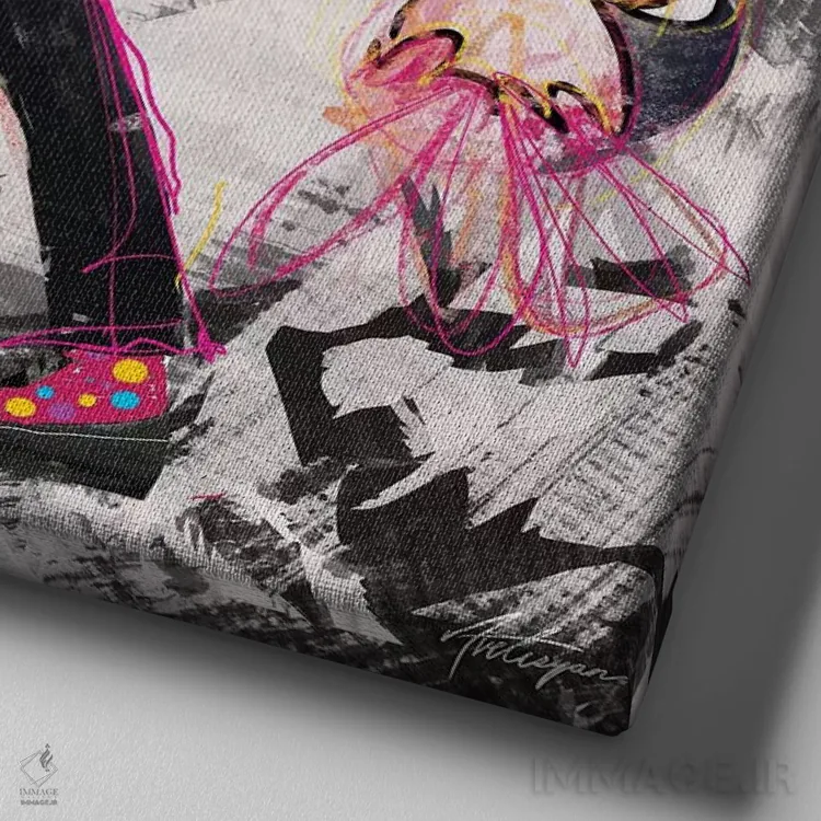 تابلو فرد تنها اثر جک آوتیسیان - نمای نزدیک بافت بوم