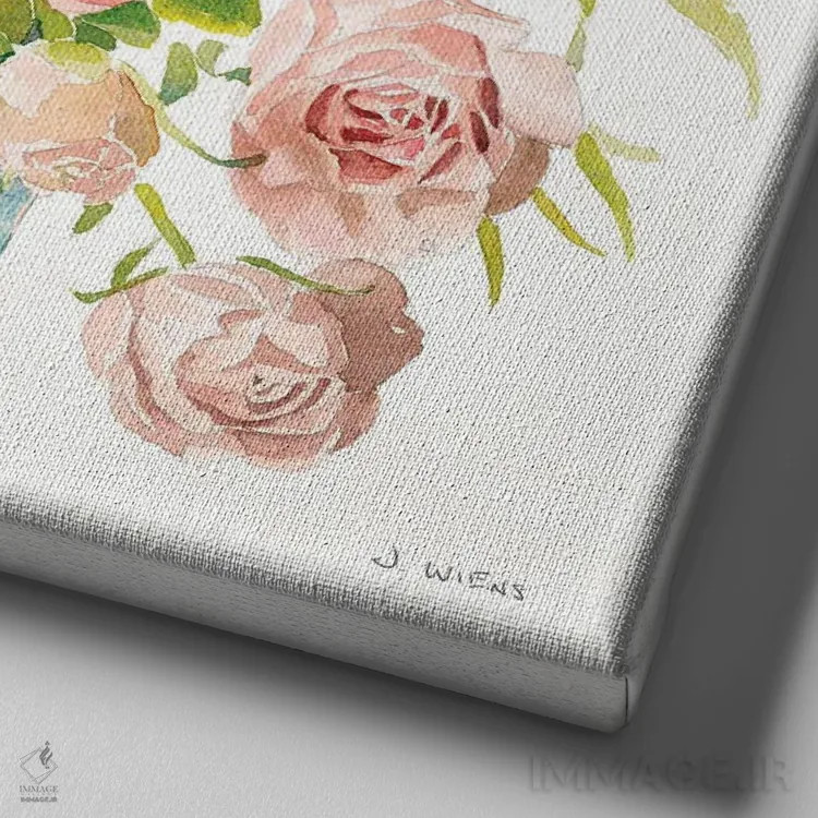 تابلو دسته گل بوهمی VII اثر جیمز وینس - نمای نزدیک بافت بوم