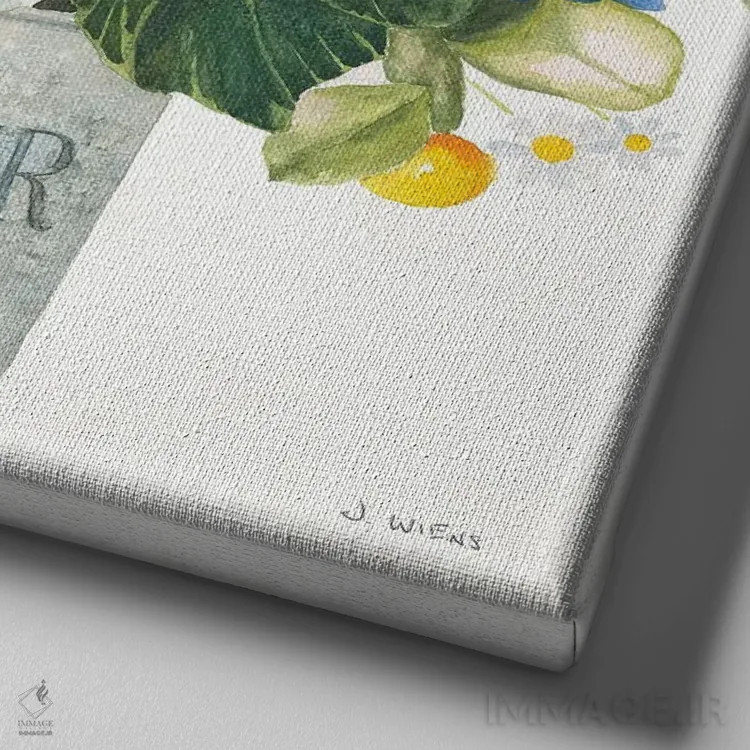 تابلو دسته گل بوهمی XVII اثر جیمز وینس - نمای نزدیک بافت بوم