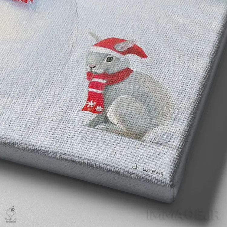 تابلو آراسته برای کریسمس II (برش) اثر جیمز وینس - نمای نزدیک بافت بوم