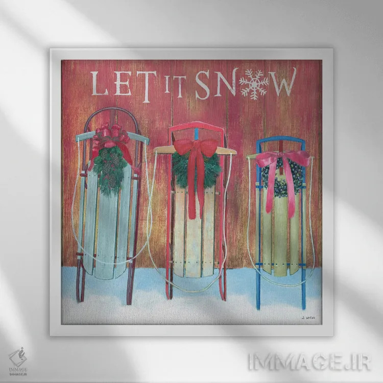 تابلو بگذار برف ببارد اثر جیمز وینس - نمای قابدار سفید