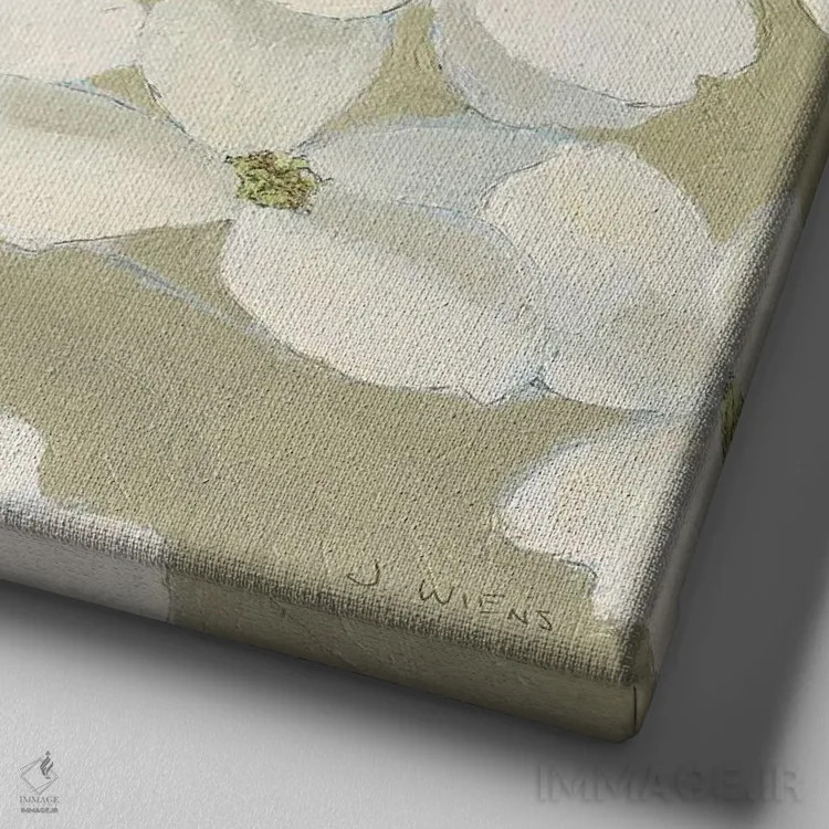 تابلو لذت درخت گل یاس وحشی اثر جیمز وینس - نمای نزدیک بافت بوم