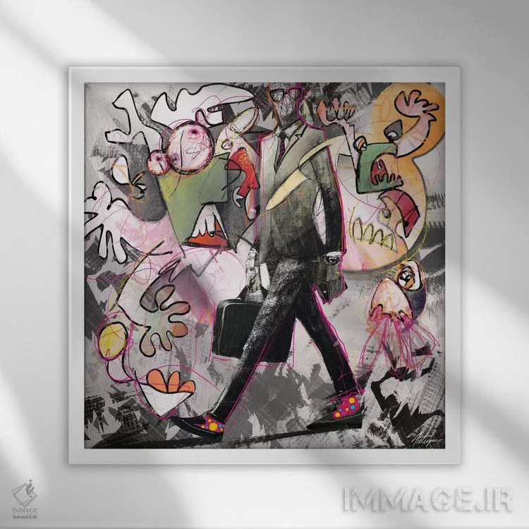 تابلو فرد تنها اثر جک آوتیسیان - نمای قابدار سفید