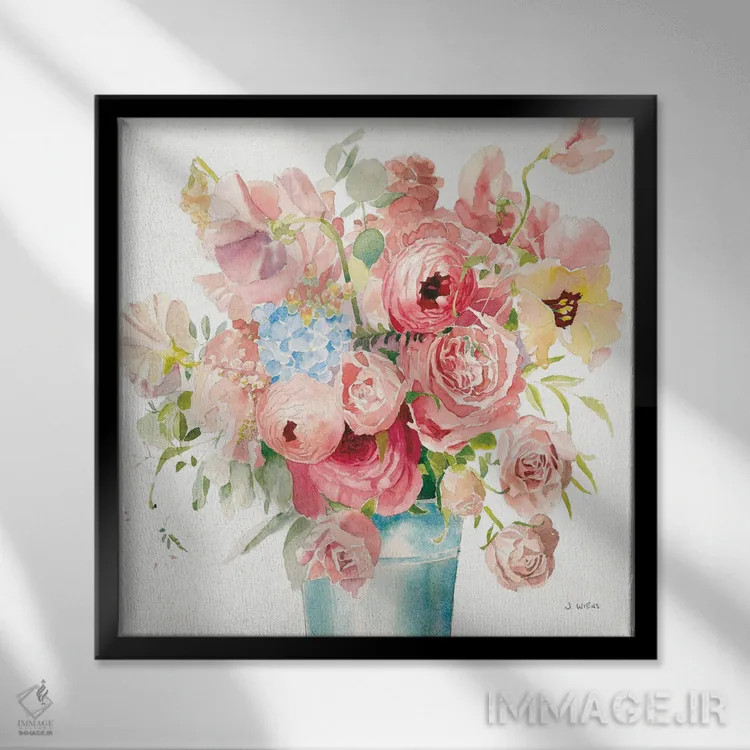 تابلو دسته گل بوهمی VII اثر جیمز وینس - نمای قابدار مشکی