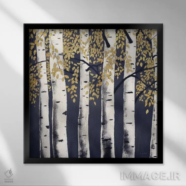 تابلو جنگل تازه نیلی II اثر جیمز وینس - نمای قابدار مشکی