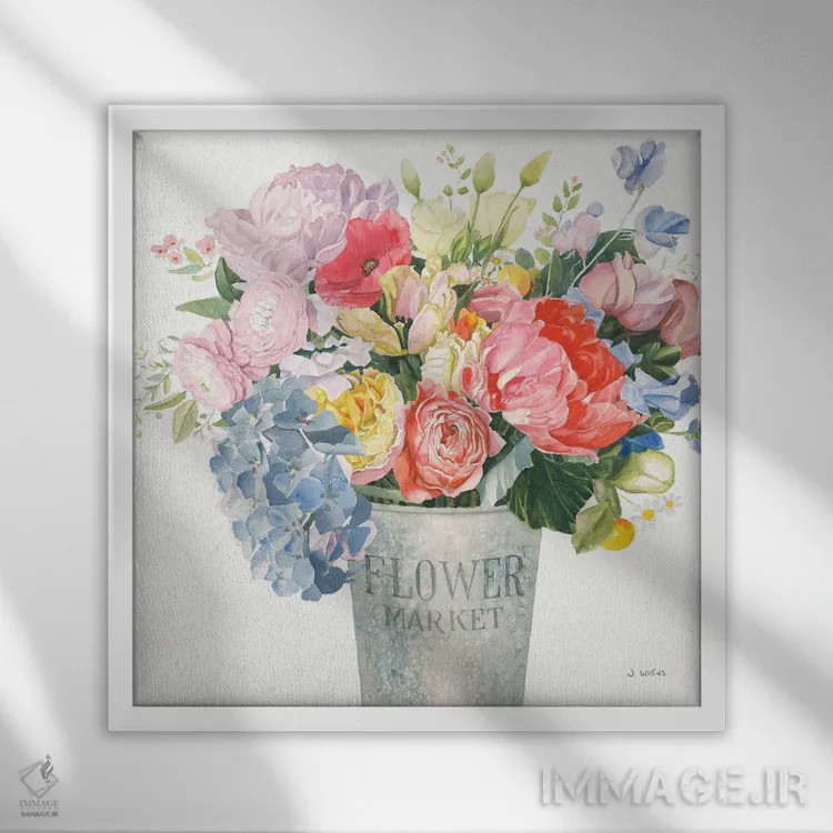 تابلو دسته گل بوهمی XVII اثر جیمز وینس - نمای قابدار سفید