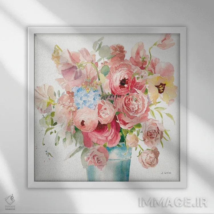 تابلو دسته گل بوهمی VII اثر جیمز وینس - نمای قابدار سفید