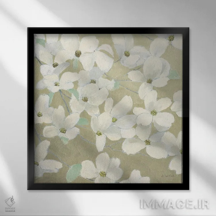 تابلو لذت درخت گل یاس وحشی اثر جیمز وینس - نمای قابدار مشکی