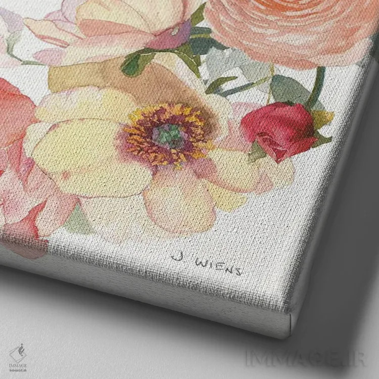 تابلو دستهگل بوهو شش اثر جیمز وینس - نمای نزدیک بافت بوم