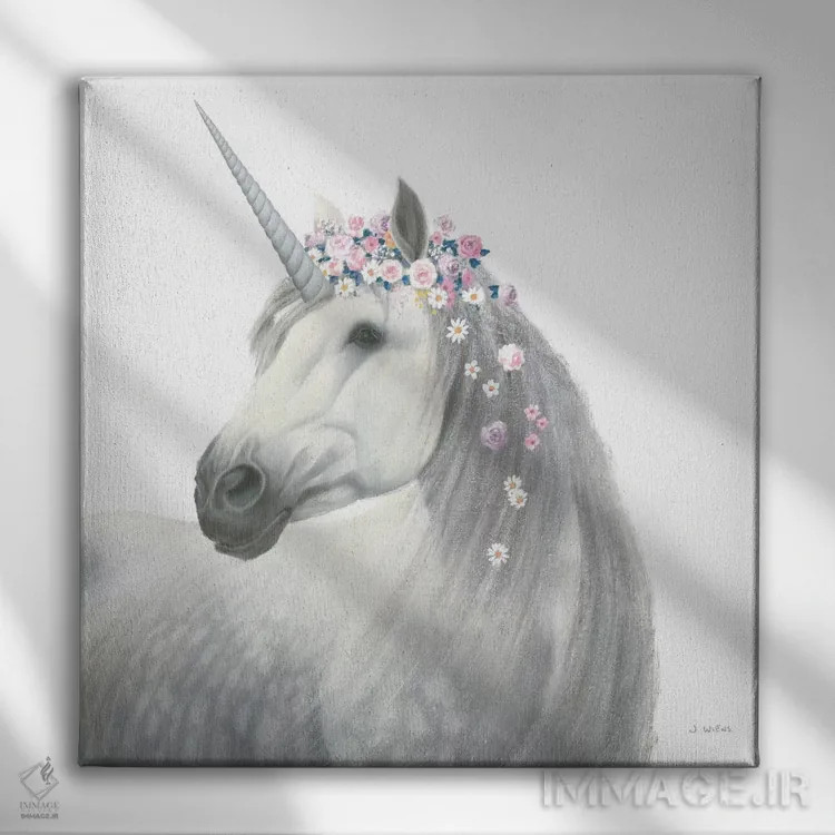 تابلو اسب شاخدار روح افسونشده شماره دو اثر جیمز وینس - نمای روبهرو روی دیوار