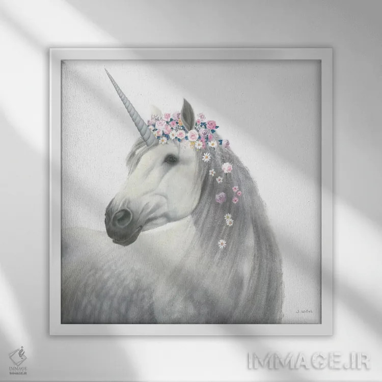 تابلو اسب شاخدار روح افسونشده شماره دو اثر جیمز وینس - نمای قابدار سفید