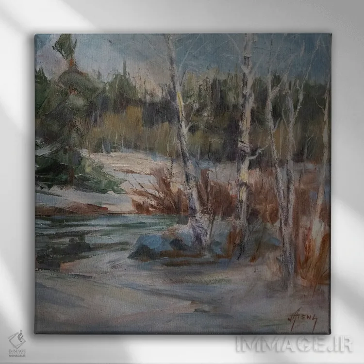 تابلو ذوب برف بهاری اثر جودی آهرنز - نمای روبهرو روی دیوار
