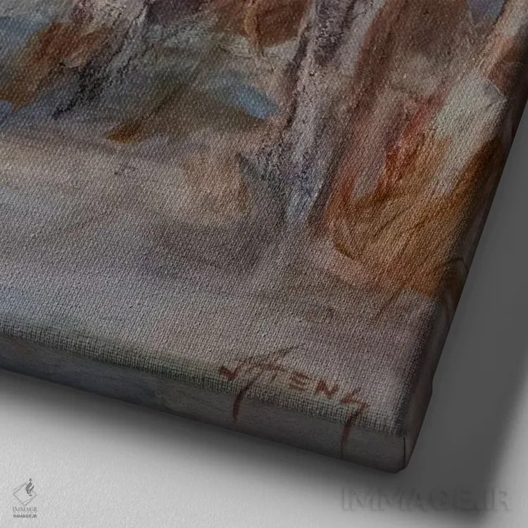 تابلو ذوب برف بهاری اثر جودی آهرنز - نمای نزدیک بافت بوم