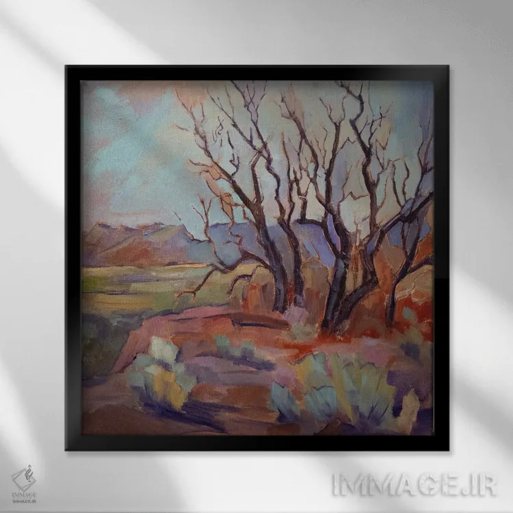 تابلو درختان خوابیده اثر جودی آهرنز - نمای قابدار مشکی